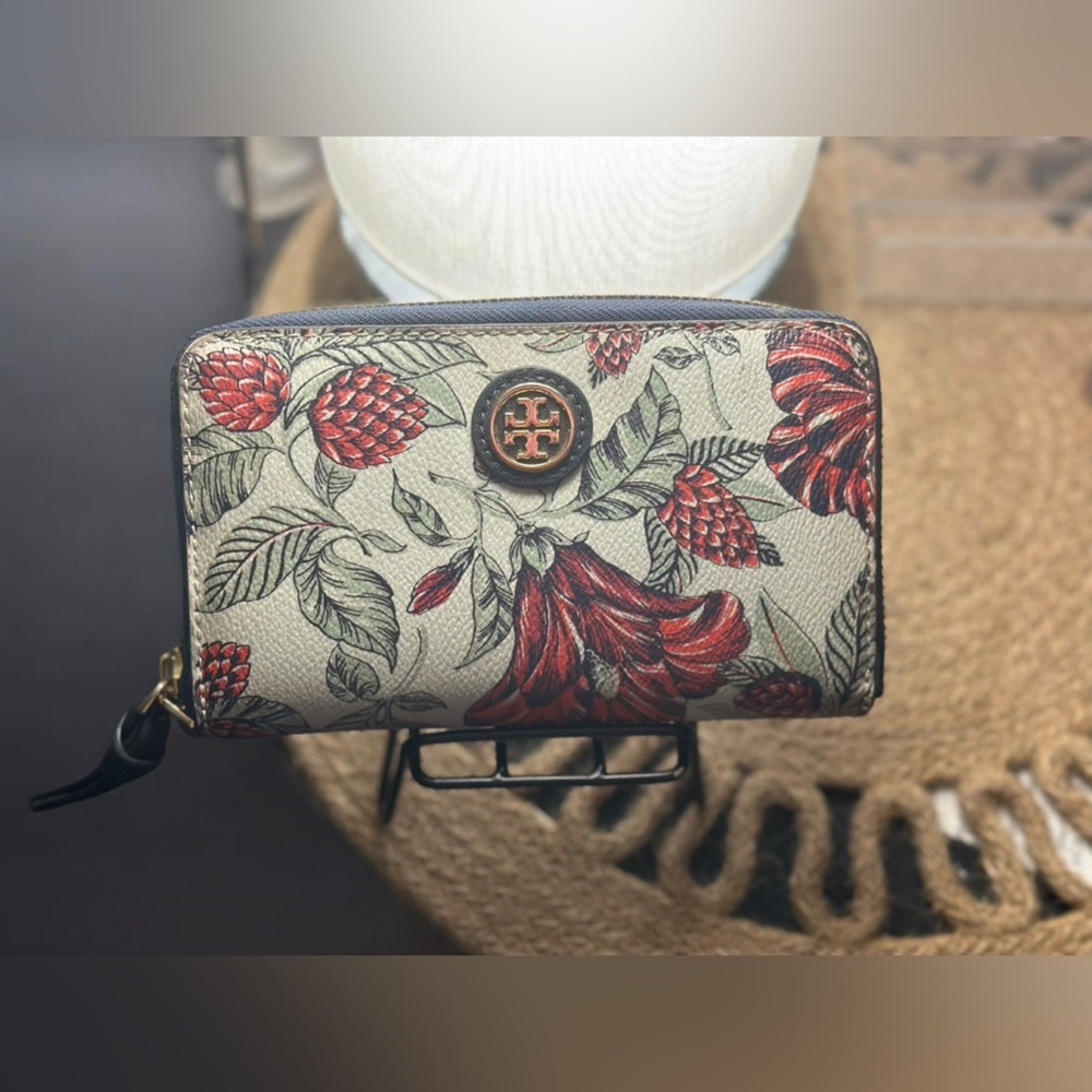 Tory Burch | Evergreen Botanical Zip Around Wristlet Wallet | Designer Wallet